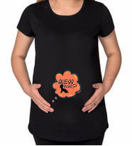 BK Gift Guess Who Tasarımlı Siyah Hamile Tişört-1