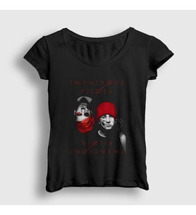 Presmono Kadın Siyah Band Twenty One Pilots T-Shirt 119302tt
