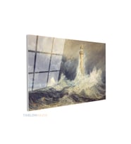 Yatay Cam Tablo Salon Duvar Tablosu Yatay Cam Bell Rock Lighthouse Yeni Ev Hediyesi Ofis Tablosu