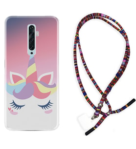 Oppo Reno 2Z 4 Lite 4 Pro 5 6 7 A31 Kılıf Boyun Asklı Rasta Silikon Sweety Unicorn 1737