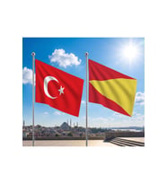 TRY Raşel Kumaş Bayrak ve Türkiye Cumhuriyeti Alpaka Kumaş Bayrak 2'li set 70x105