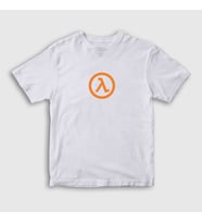 Presmono Unisex Çocuk Beyaz Half Life Logo Oyun T-Shirt 421267tt (Beyaz)