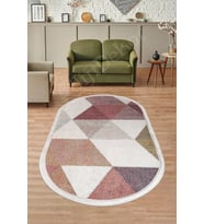 Dijidekor Halı Multi Cool K1270 Saçaklı Oval Kaymaz Kesme İnce Yolluk Kilim Salon Halısı Modelleri (Çok Renkli-Multı)