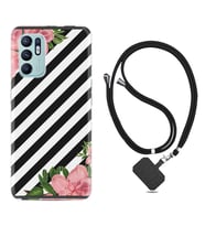 Oppo Reno 6 Kılıf Resimli Boyun Askılı İpli Desenli Silikon Strip Flowers 2 1409