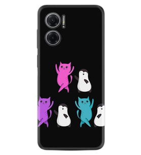 Xiaomi Redmi Note 11E Kılıf Resimli Desenli Silikon Platinium Series Cat Dance 1824