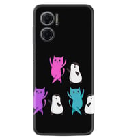 Xiaomi Redmi Note 11E Kılıf Resimli Desenli Silikon Platinium Series Cat Dance 1824