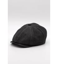 Erkek Denim İngiliz Newsboy Kasket - Siyah Kot Şapka  Standart Fit/Esnek