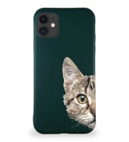 Apple iPhone 11 Soft Premier Kapak Catface Tasarımlı Silikon Kılıf - Yeşil (Şeffaf)