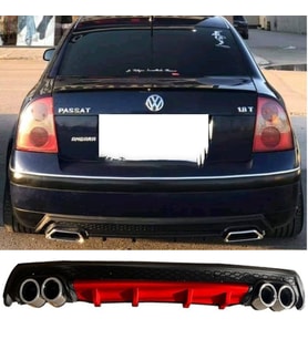 Vw Passat B5 Kırmızı Difüzör Çiftli Yuvarlak Egzoz Görünümlü D Tip Difizör