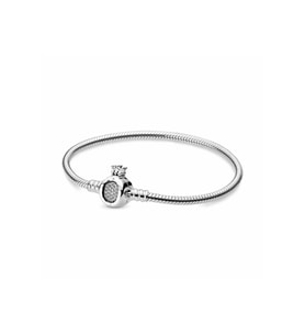 Pandora Modeli 925 Ayar Gümüş Charm Takılabilir Taç O Klipsili Yılan Gümüş Bileklik