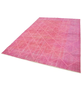 Pembe Halı Geometrik Motifli El Dokuma Vintage Stil Modern Salon Halısı Yatak Odası İçin