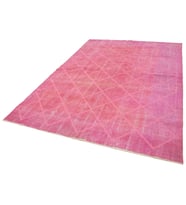 Pembe Halı Geometrik Motifli El Dokuma Vintage Stil Modern Salon Halısı Yatak Odası İçin