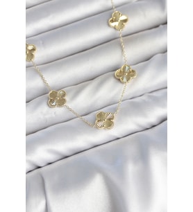 Gold Renk Yonca Model VIP Seri Kadın Kolye - EBJ260725W44316