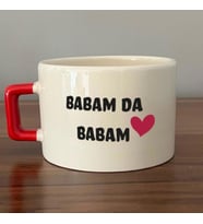 Babam Da Babam Baskılı Kırmızı Kulplu C Fincan
