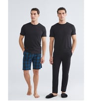 LC WAIKIKI Siyah Bisiklet Yaka Erkek Pijama Takımı 3'lü