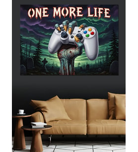 One More Life Oyun Temalı Dekoratif Kanvas - Mdf Ahşap Tablo
