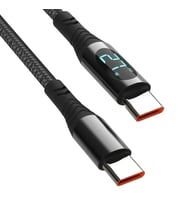 LED Göstergeli 60W Type-C Hızlı Şarj Kablosu PD Destekli USB-C Şarj Kablosu (Siyah)