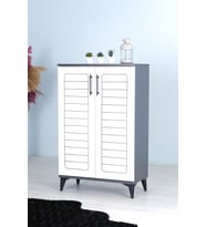 Luna 2 Kapaklı 4 Bölmeli Modern Ayakkabılık - Beyaz / Antrasit  70x108x35 Cm (Beyaz - Antrasit)