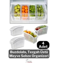 Buzdolabı Sepeti Çok Amaçlı Evye Altı Dolap İçi Meyve Sebze Düzenleyici Sepet Organizer Beyaz 4 Adet