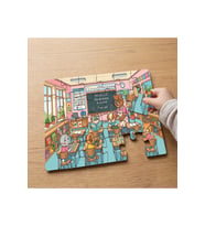 Sınıfta Mutlu Öğrenciler Tasarımlı 24 Parça Ahşap Çocuk Puzzle