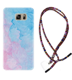 Samsung S7 Edge S20 Fe Plus Ultra S21 S22 Kılıf Boyun Asklı Rasta Silikon Pink Blue Abstract 1385