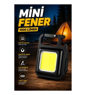 1000 Lümen COB LED Mini Fener – Type-C Şarjlı, Manyetik ve Katlanabilir