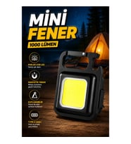 1000 Lümen COB LED Mini Fener – Type-C Şarjlı, Manyetik ve Katlanabilir