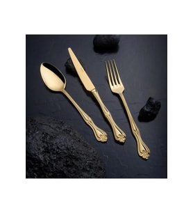 Nehir Lalezar Titanyum Gold Full Altın Parlak 89 Parça Kutulu Çatal Bıçak Set