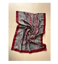Polo Craft Soft Etnik Şerit Desen Şal (Bordo - Gümüş)