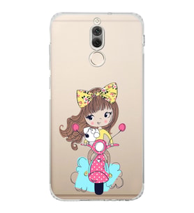 Huawei Mate 10 Lite Uyumlu Kamera korumalı Kapak Vespagirl Tasarımlı  Şeffaf Kılıf