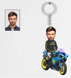 Kişiye Özel Motorcu 4 Tasarımlı Karikatür Anahtarlık