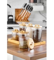Cooker Bambu Kapaklı Cam Baharat Seti 6'lı