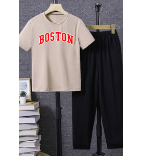 Çocuk Boston Alt - Üst Eşofman Takımı (Bej)