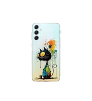 Samsung Galaxy A34 ile Uyumlu Splash Kedi Tasarımlı Şeffaf Silikon Kılıf