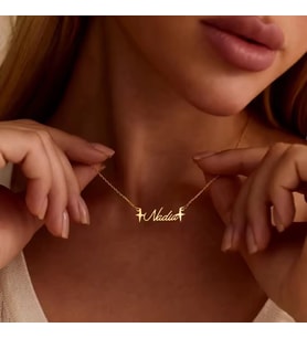 Kişiye Özel 925 Ayar Gümüş Tasarım Parıltı Detaylı İsim Kolye (Gold)