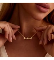 Kişiye Özel 925 Ayar Gümüş Tasarım Parıltı Detaylı İsim Kolye (Gold)