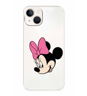 Apple iPhone 13 Uyumlu Kamera Korumalı Tıpalı Kapak Minnie Mouse TasarımlıŞeffaf Kılıf