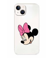 Apple iPhone 13 Uyumlu Kamera Korumalı Tıpalı Kapak Minnie Mouse TasarımlıŞeffaf Kılıf