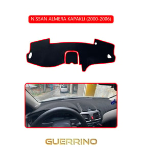 NİSSAN ALMERA KAPAKLI 2000-2006TORPİDO KORUMA HALISI KIRMIZI KENAR