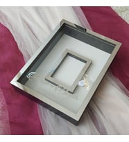 Siyah 30x40 Cm Fotoğraf Bölümlü Yarı Gümüş İsimli Ledli Gül Saklama Kutusu