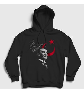 Presmono Unisex Siyah 29 Ekim Yaşasın Cumhuriyet Atatürk Kapüşonlu Sweatshirt 501577tt