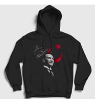 Presmono Unisex Siyah 29 Ekim Yaşasın Cumhuriyet Atatürk Kapüşonlu Sweatshirt 501577tt