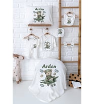 Pia Baby Premium %100 Pamuk Yenidoğan Erkek Bebek Hastane Çıkışı Hediyelik Set 5000-02 (Ekru)