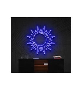 Güneş ve Ay Figürlü Dekoratif Neon Tabela