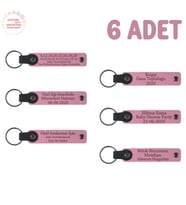 Pembe, Anaokulu Miniklerine İsimli Karne Hatırası Anahtarlık 6’lı Set, Öğretmenden Hediyelik Anı