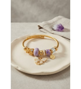 Mor Model Gold Renk Charmlı Bileklik TJ-BB8686