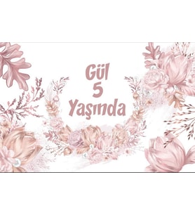 İnciler ve Çiçekler Temalı Doğum Günü Afişi 35X50 cm