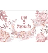 İnciler ve Çiçekler Temalı Doğum Günü Afişi 35X50 cm