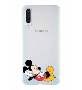 Samsung Galaxy A50s  Kapak Mickey Mouse Tasarımlı Şeffaf Silikon Kılıf