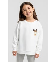Breeze Kız Çocuk Sweatshirt Mutlu Bulut & Sevimli Civciv Aksesuar Detaylı 2-6 Yaş, Ekru
